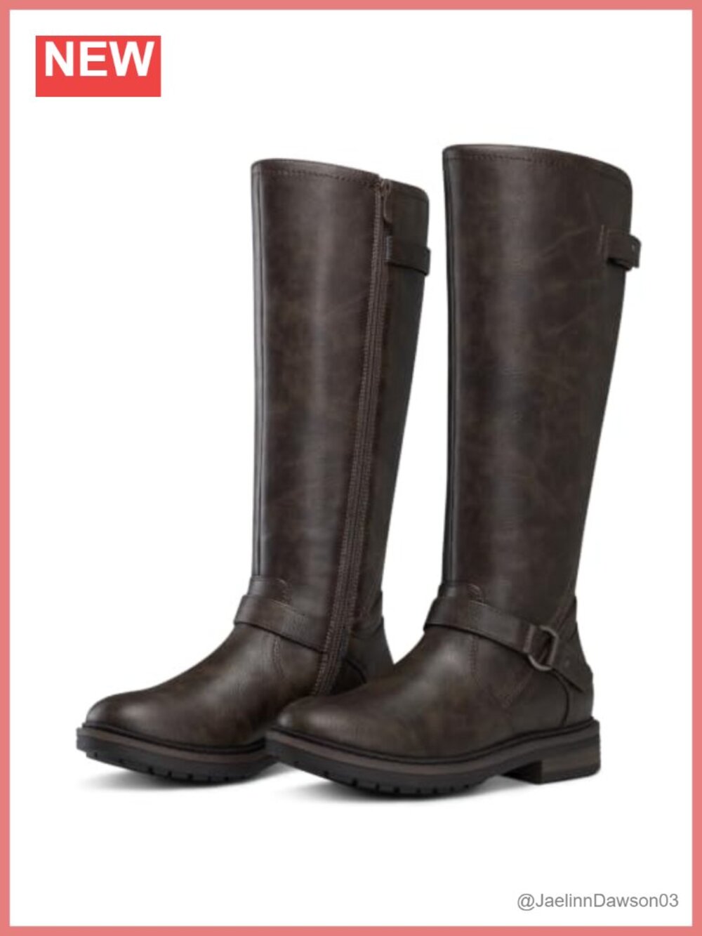 Women's Knee High Faux Leather Boots Low Block Heel Round Toe Tall Side Zip